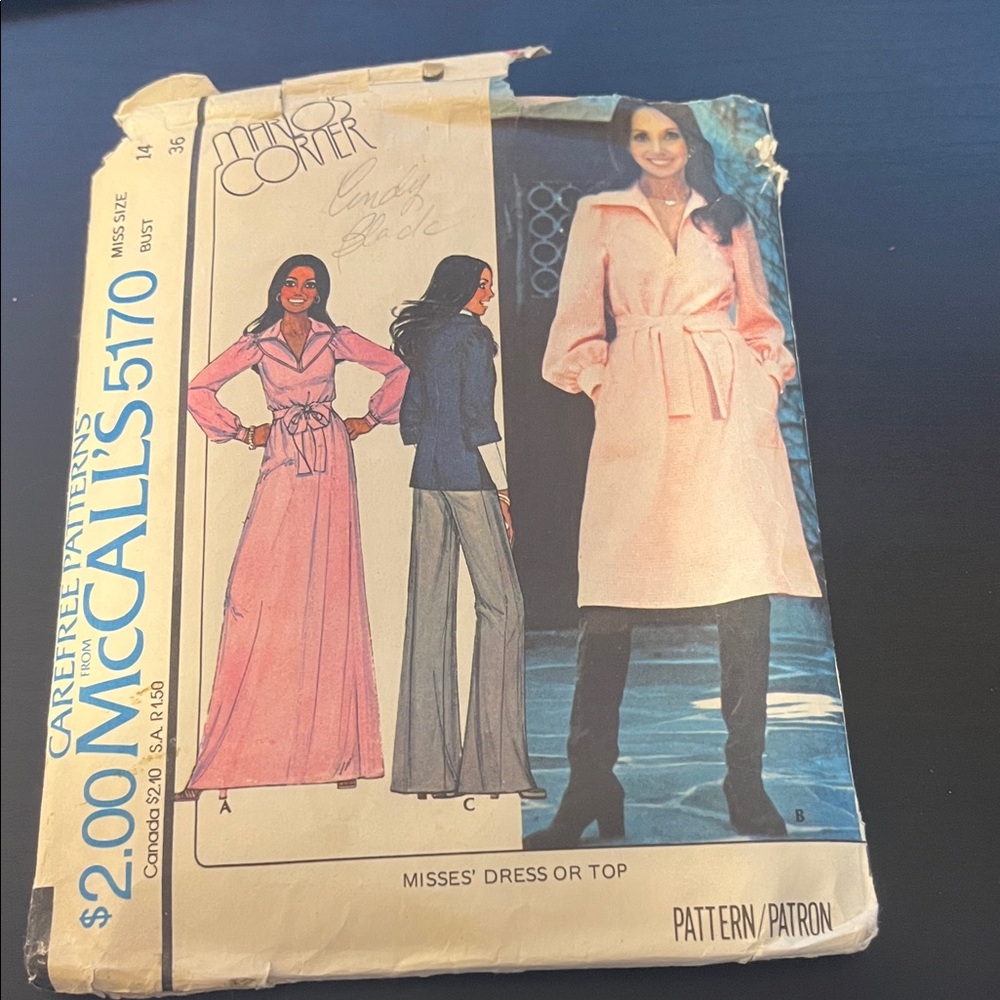 Vintage McCall's 5170 Sewing Pattern Dress Top jacket Carefree Patterns size 14